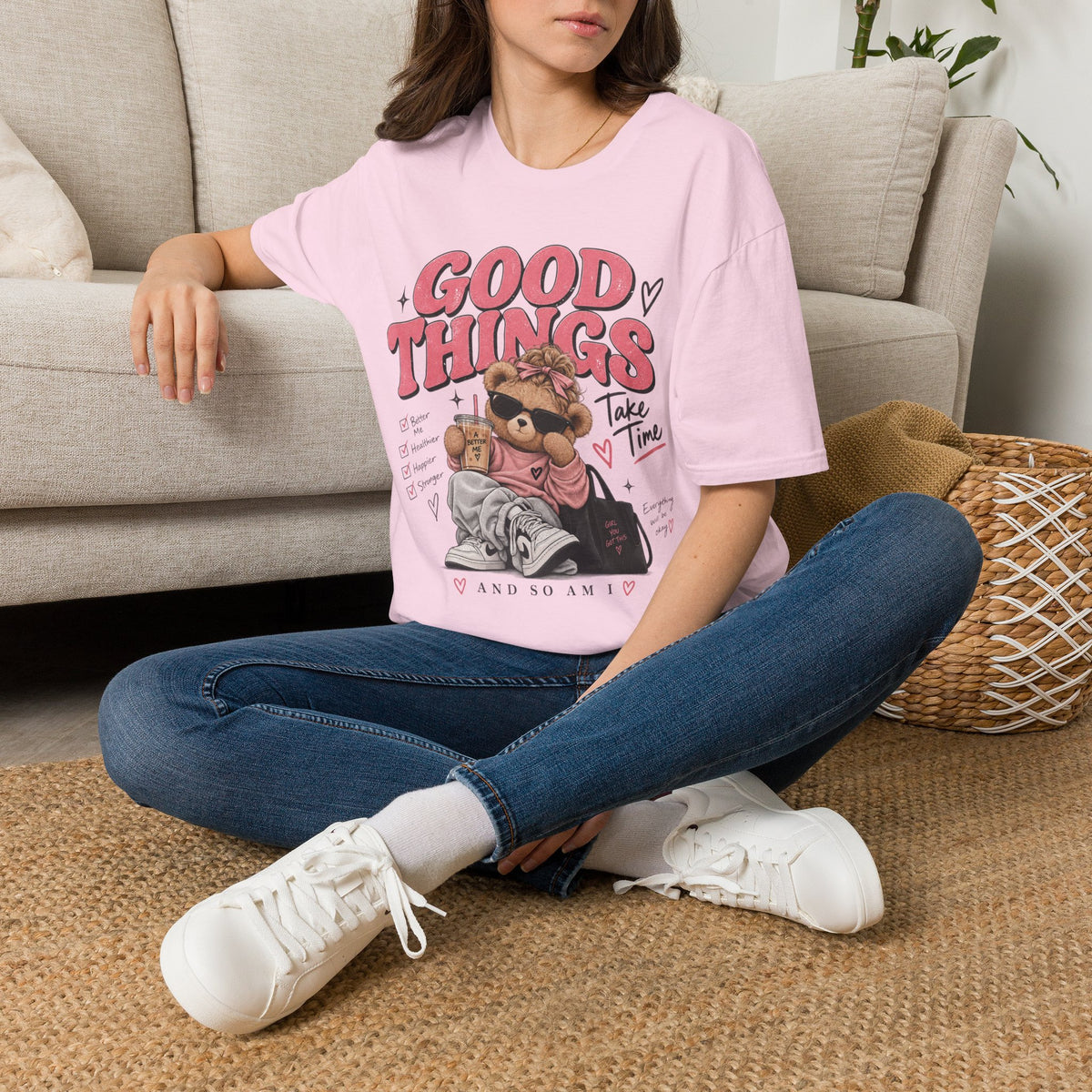 "Good Things" Cute Bear Graphic Tee | Girls Self Love | Comfort T-shirt | Funny T-shirt