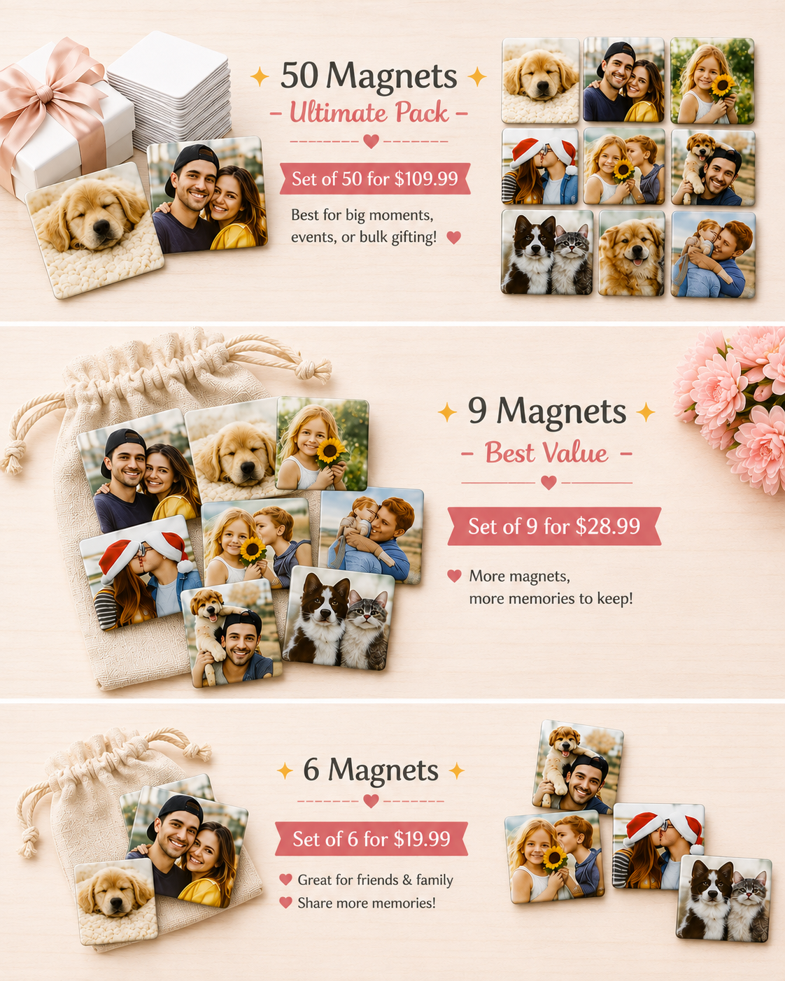 Custom Photo Magnet (2x2) | Turn Your Memories Into Cute Fridge Keepsakes 💕