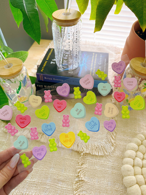 16oz Cup UV DTF Waterproof Wrap | Bear & Hearts