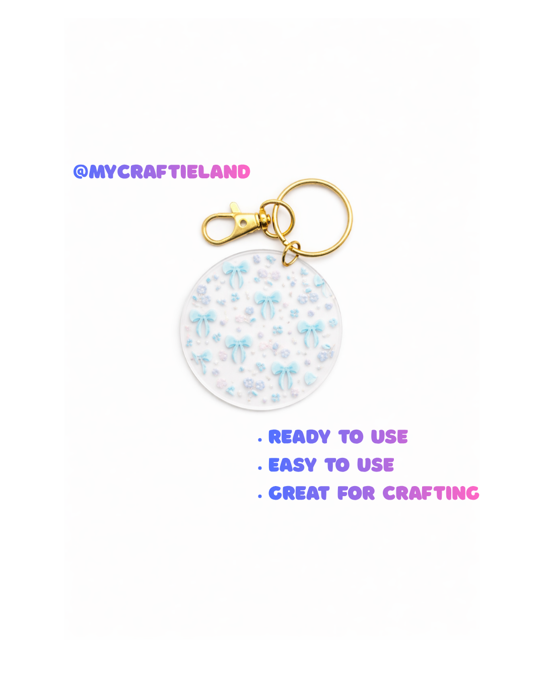 Keychain Circle Decal | Blue Bows