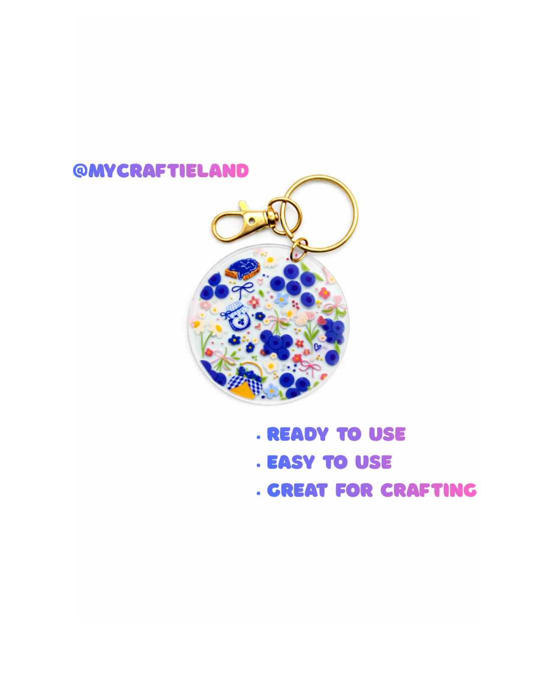 Keychain Circle Decal | Blueberry Garden 4pc