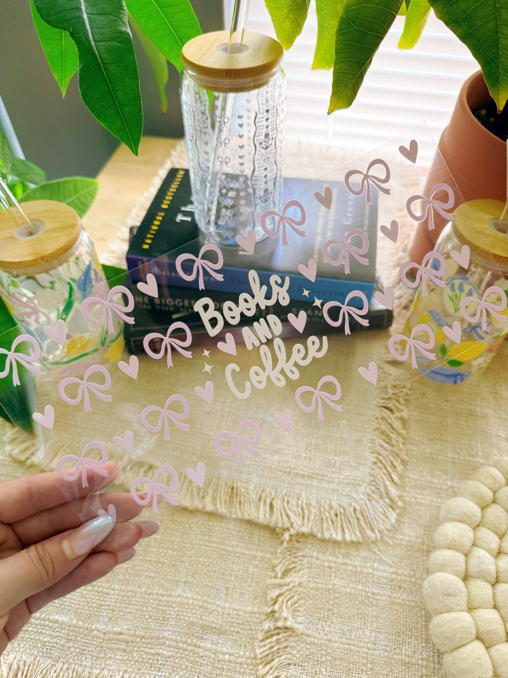 16oz Cup UV DTF Waterproof Wrap | Book & Coffee