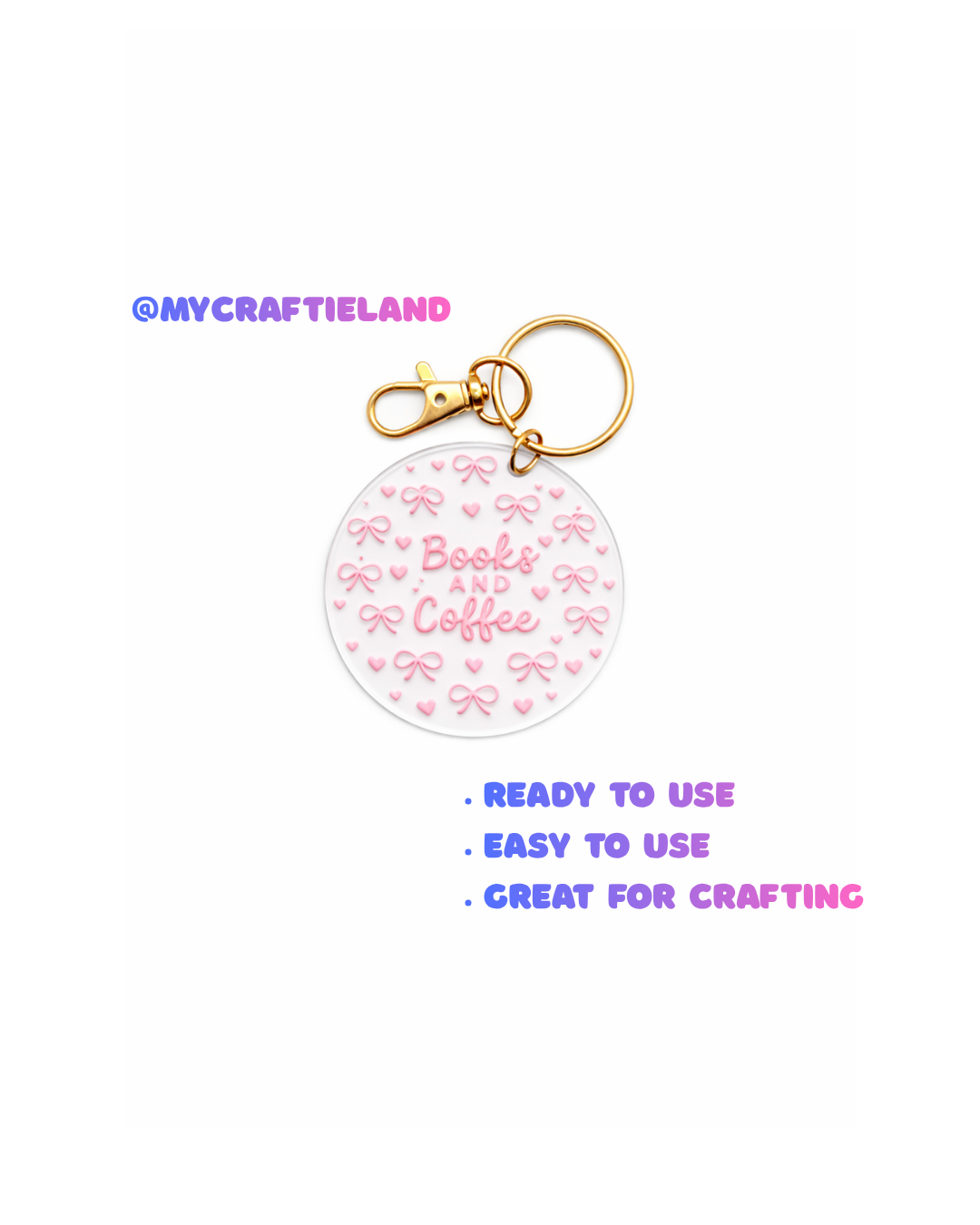 Keychain Circle Decal | Books&Coffee 4pc