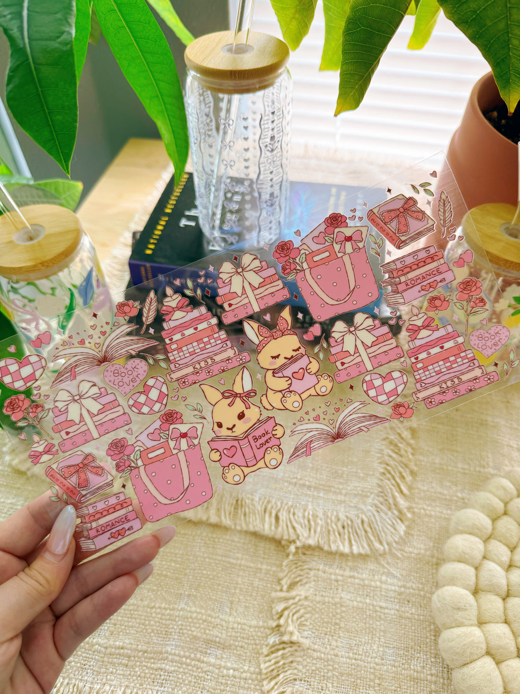 16oz Cup UV DTF Waterproof Wrap | Bunny Book