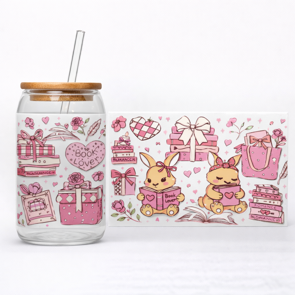 16oz Cup UV DTF Waterproof Wrap | Bunny Book