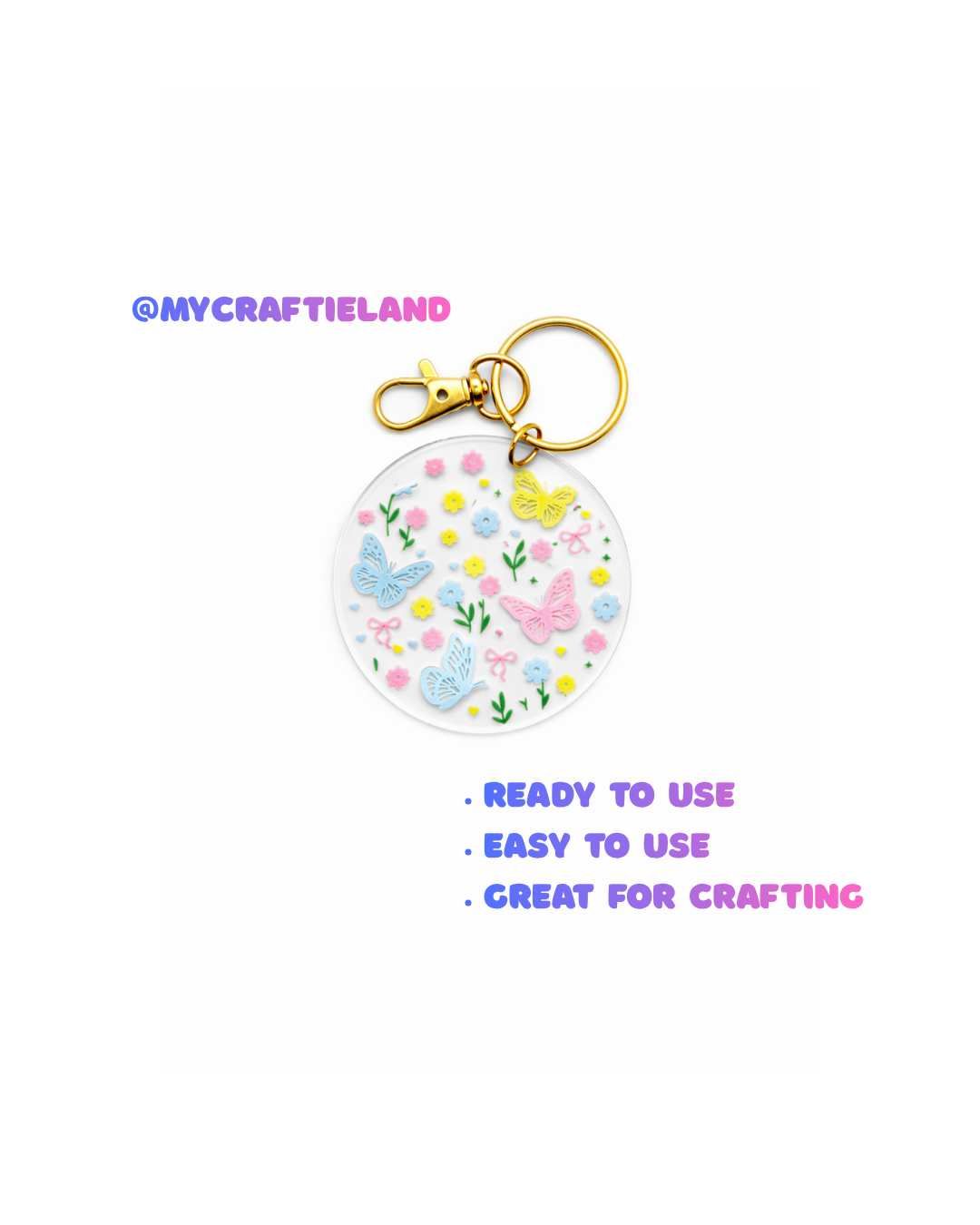 Keychain Circle Decal | Butterfly Garden 4pc