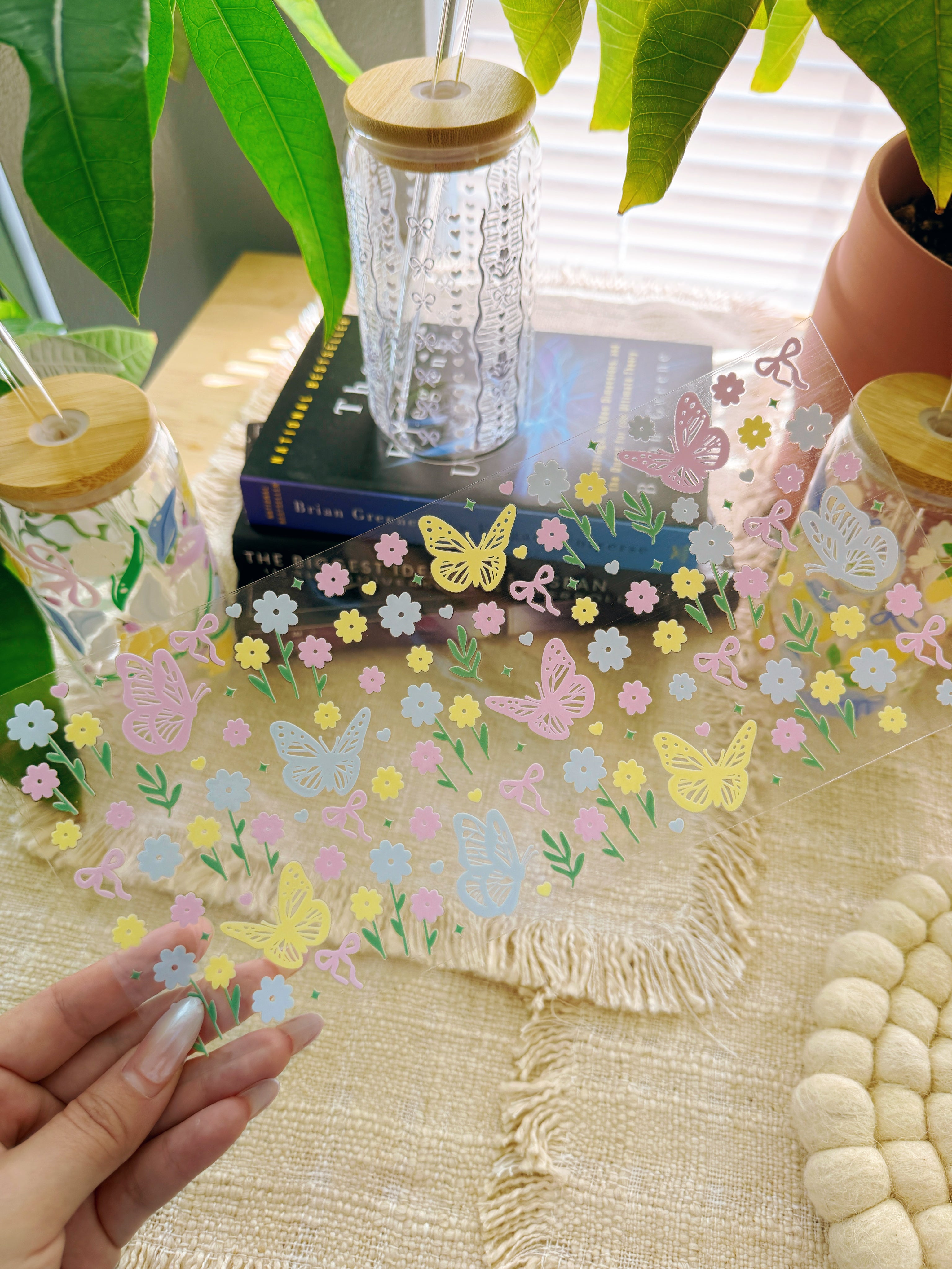 16oz Cup UV DTF Waterproof Wrap | Butterfly Garden