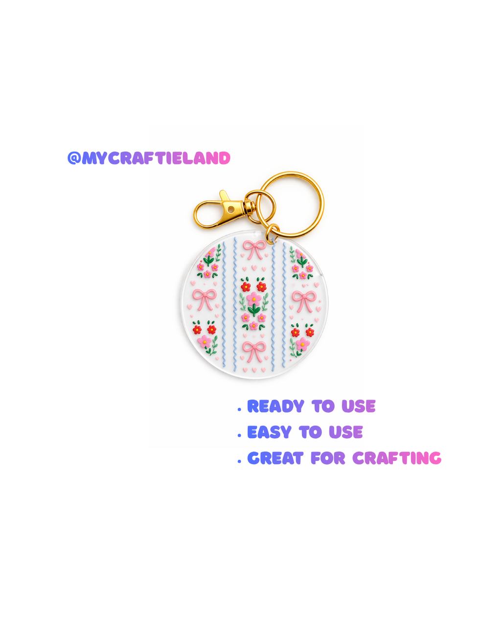 Keychain Circle Decal | Flowers&Bows 4pc