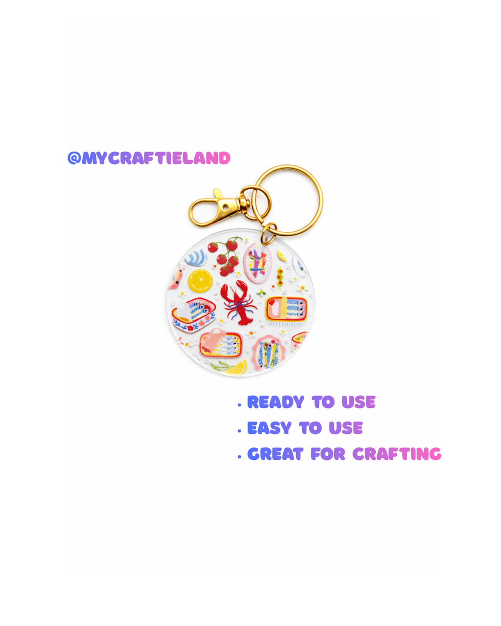 Keychain Circle Decal | Food Lover 4pc