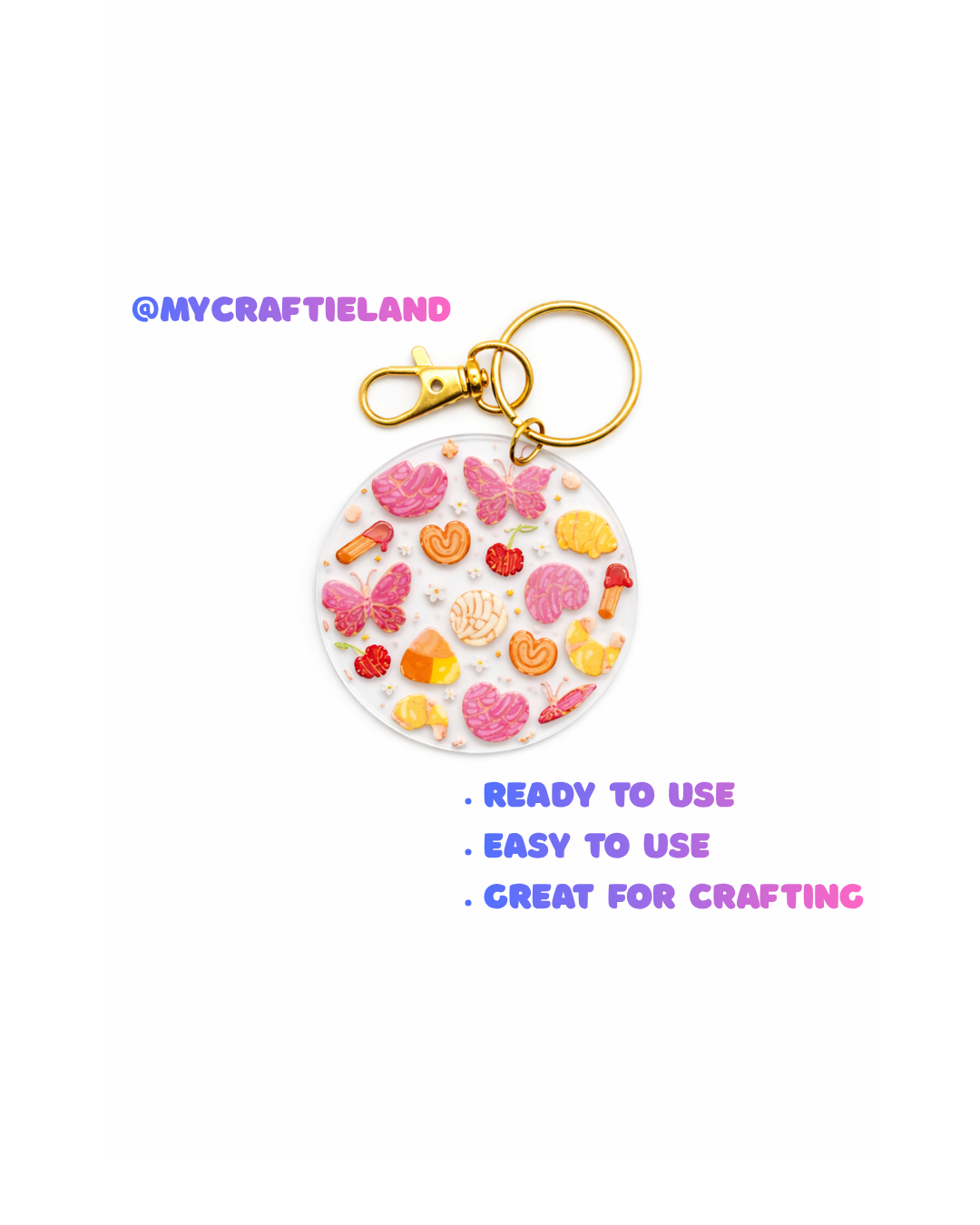 Keychain Circle Decal | Garden Picnic 4pc