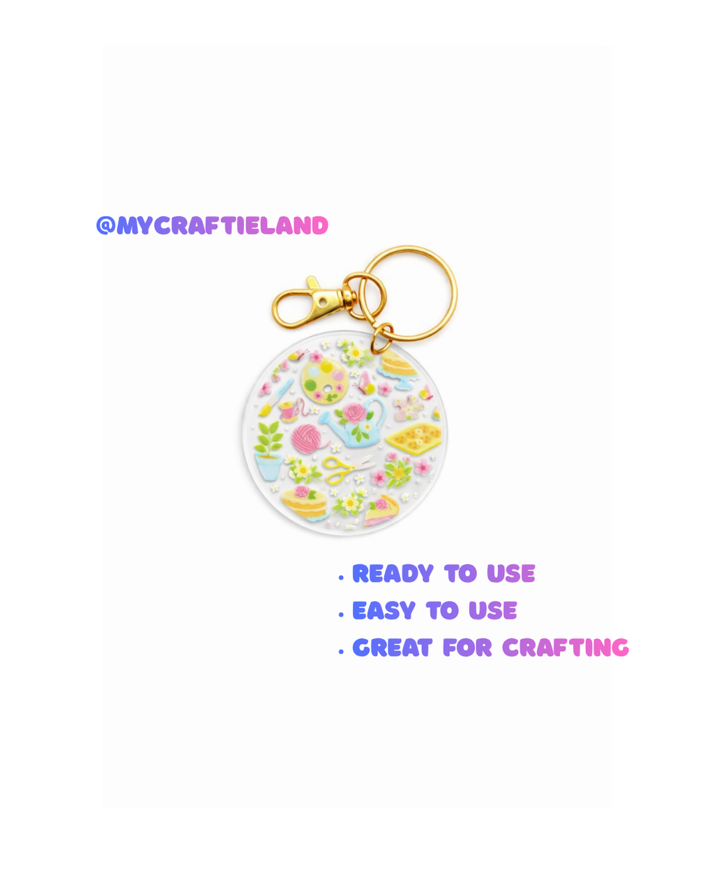 Keychain Circle Decal | Green Garden 4pc