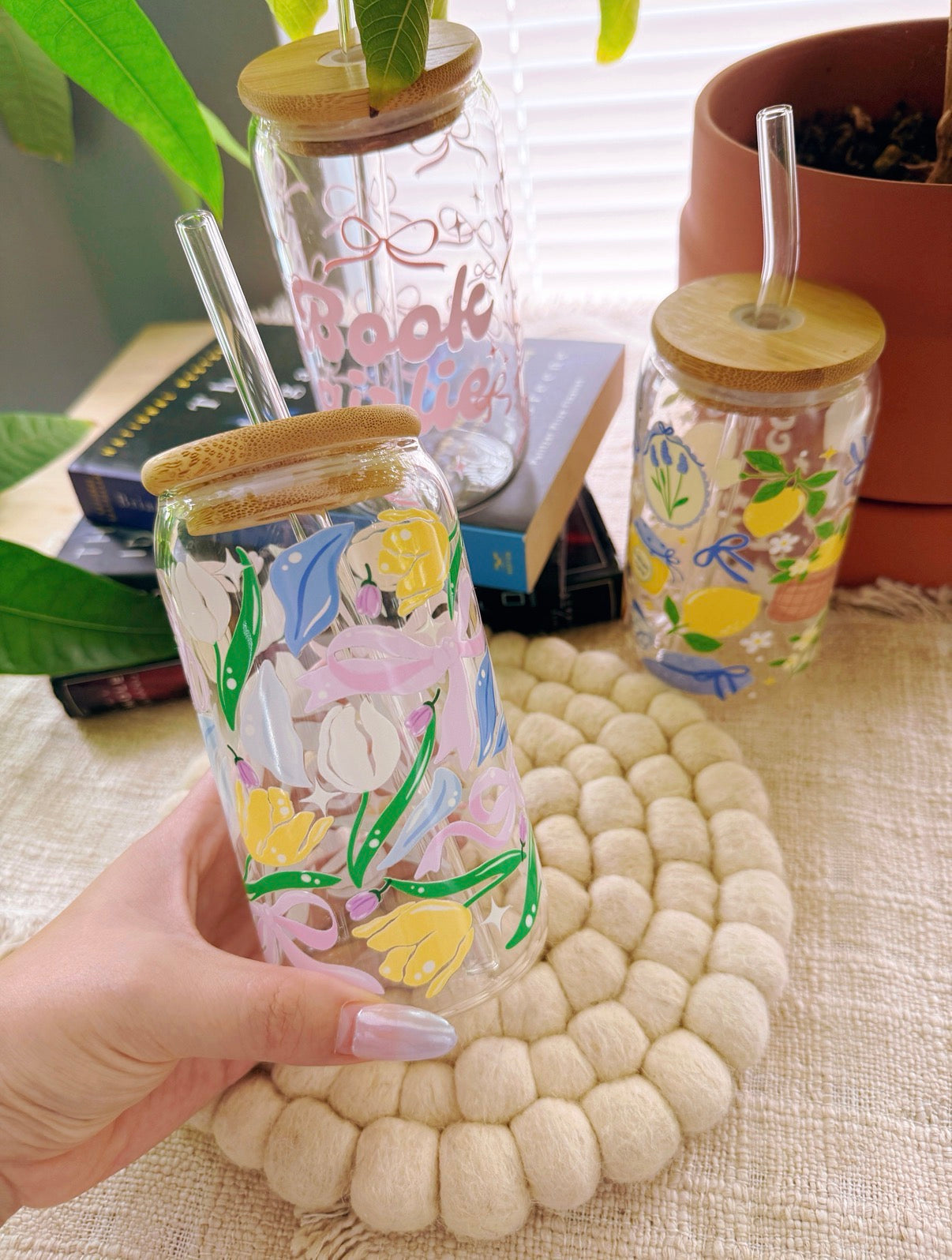 16oz Cup UV DTF Waterproof Wrap | Bear & Hearts