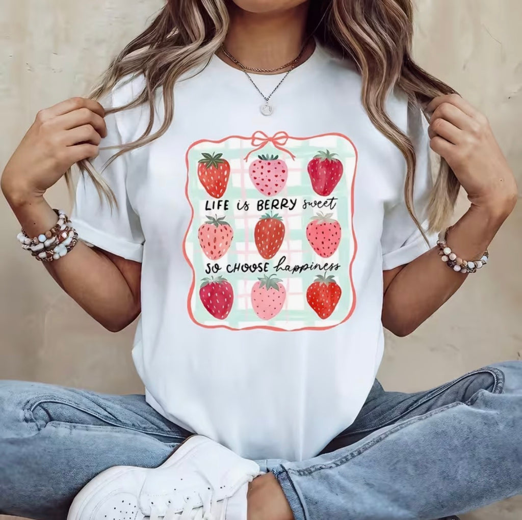 Sweet Strawberry DTF Transfer 🍓 – Cute Heat Transfer for T-Shirts & DIY