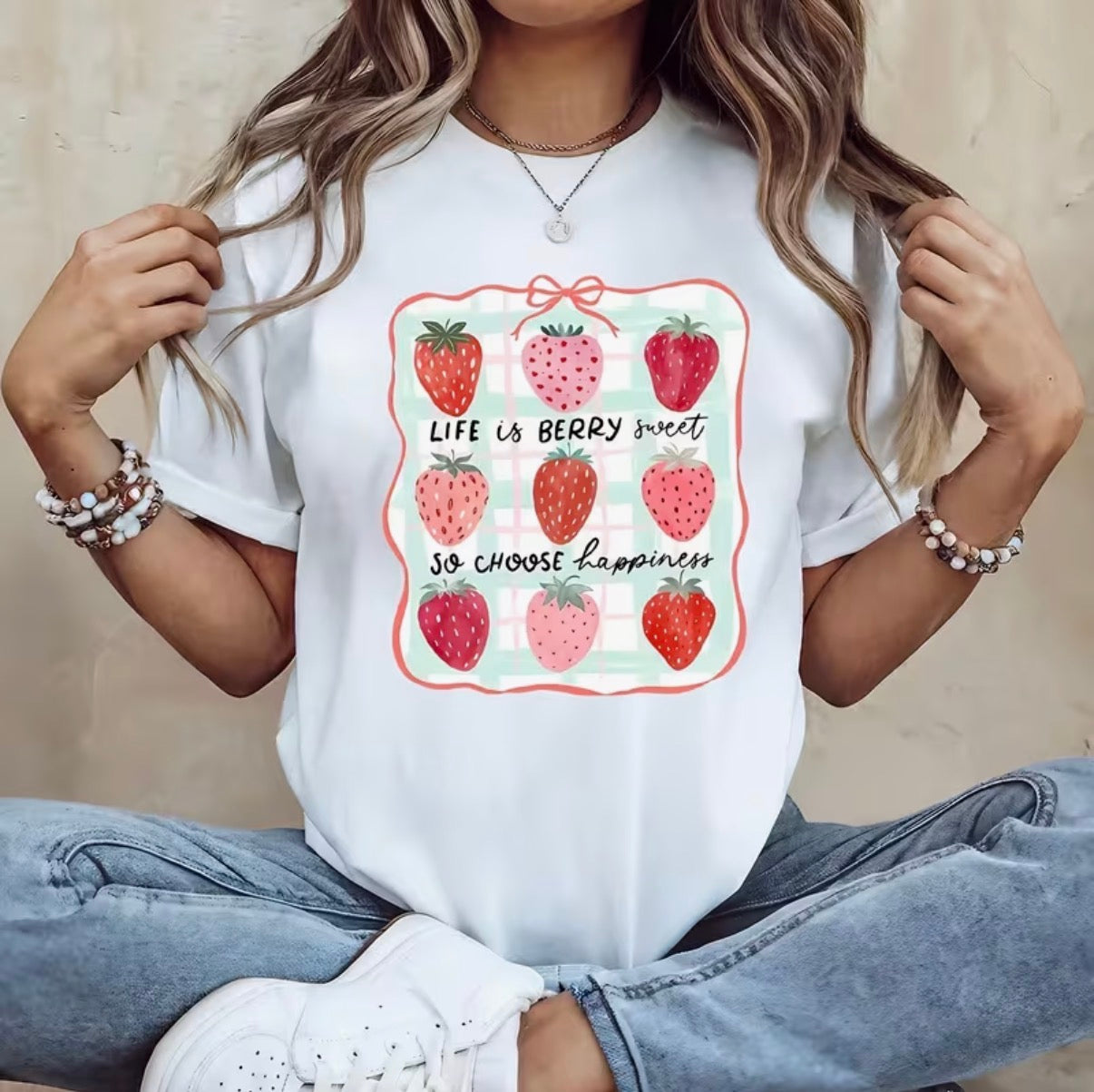 Sweet Strawberry DTF Transfer 🍓 – Cute Heat Transfer for T-Shirts & DIY