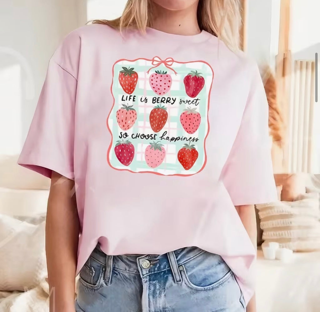 Sweet Strawberry DTF Transfer 🍓 – Cute Heat Transfer for T-Shirts & DIY