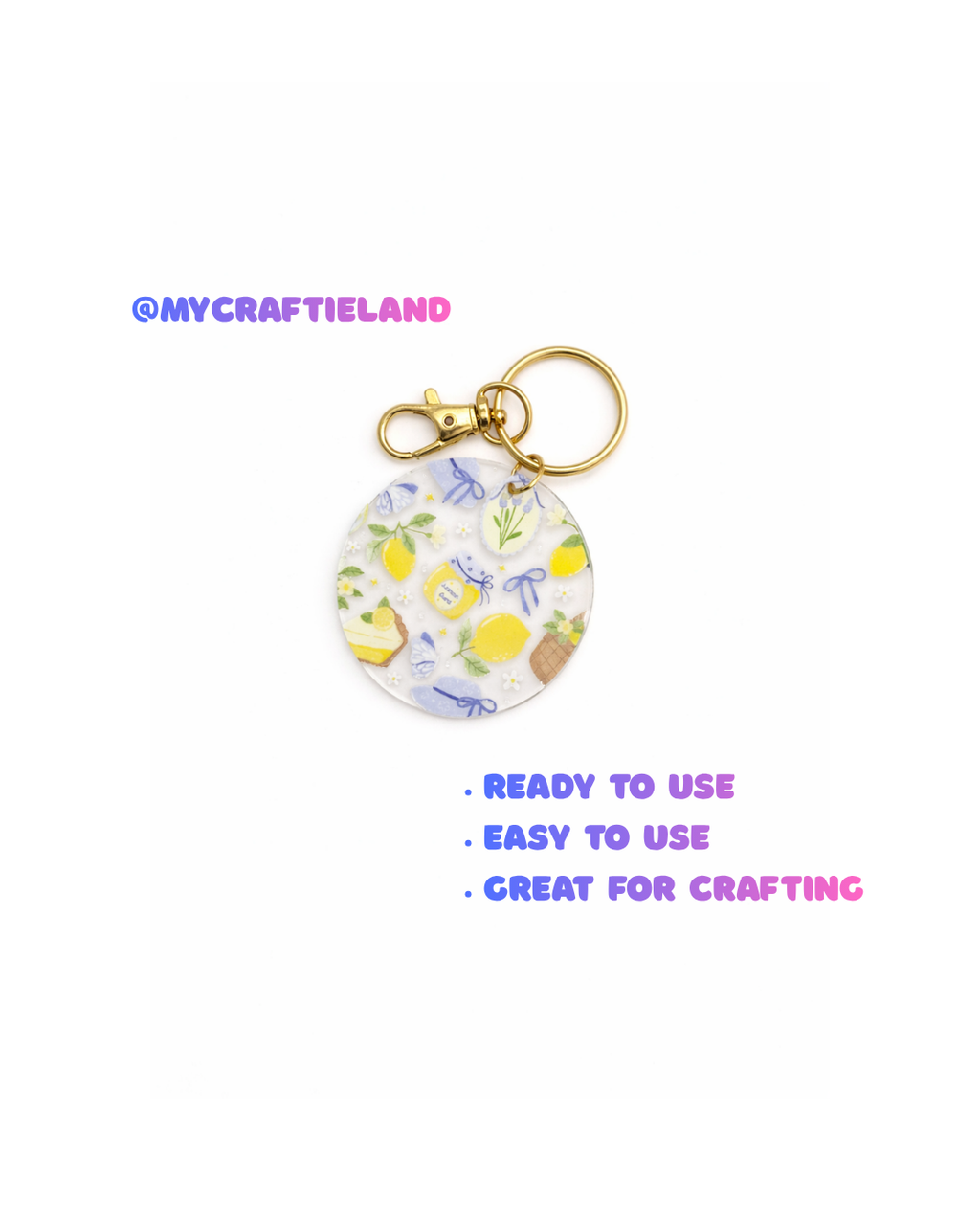 Keychain Circle Decal | Lemon Summer 4pc