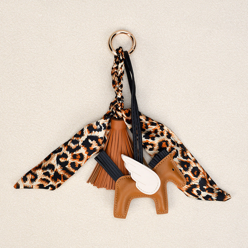 Cute Horse Bag Charm Keychain – Tassel Scarf Purse Charm for Women (Colorful & Trendy)