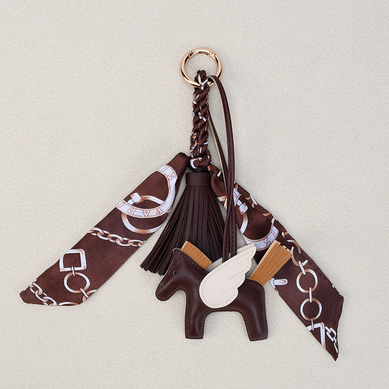 Cute Horse Bag Charm Keychain – Tassel Scarf Purse Charm for Women (Colorful & Trendy)