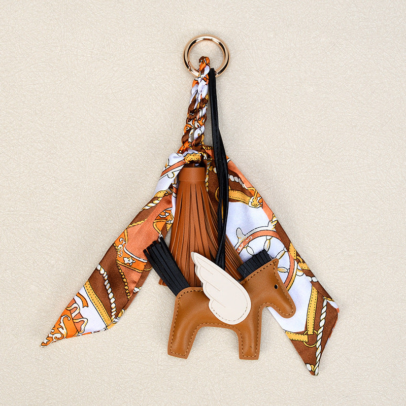 Cute Horse Bag Charm Keychain – Tassel Scarf Purse Charm for Women (Colorful & Trendy)