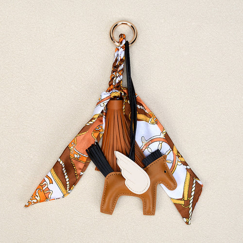 Cute Horse Bag Charm Keychain – Tassel Scarf Purse Charm for Women (Colorful & Trendy)