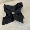 Rhinestone Bow Scrunchie – Silky Satin Hair Tie for Women (Sparkly Oversized Elegant Bow)