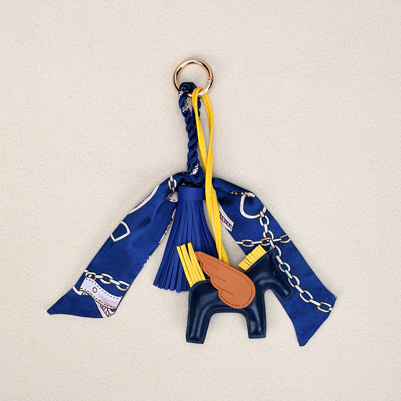 Cute Horse Bag Charm Keychain – Tassel Scarf Purse Charm for Women (Colorful & Trendy)