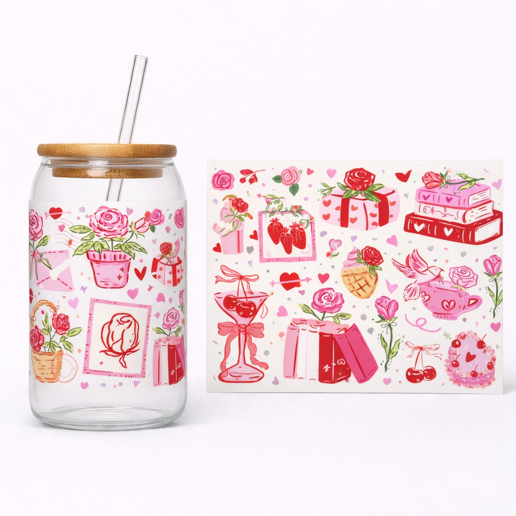 16oz Cup UV DTF Waterproof Wrap | Pink Book Party