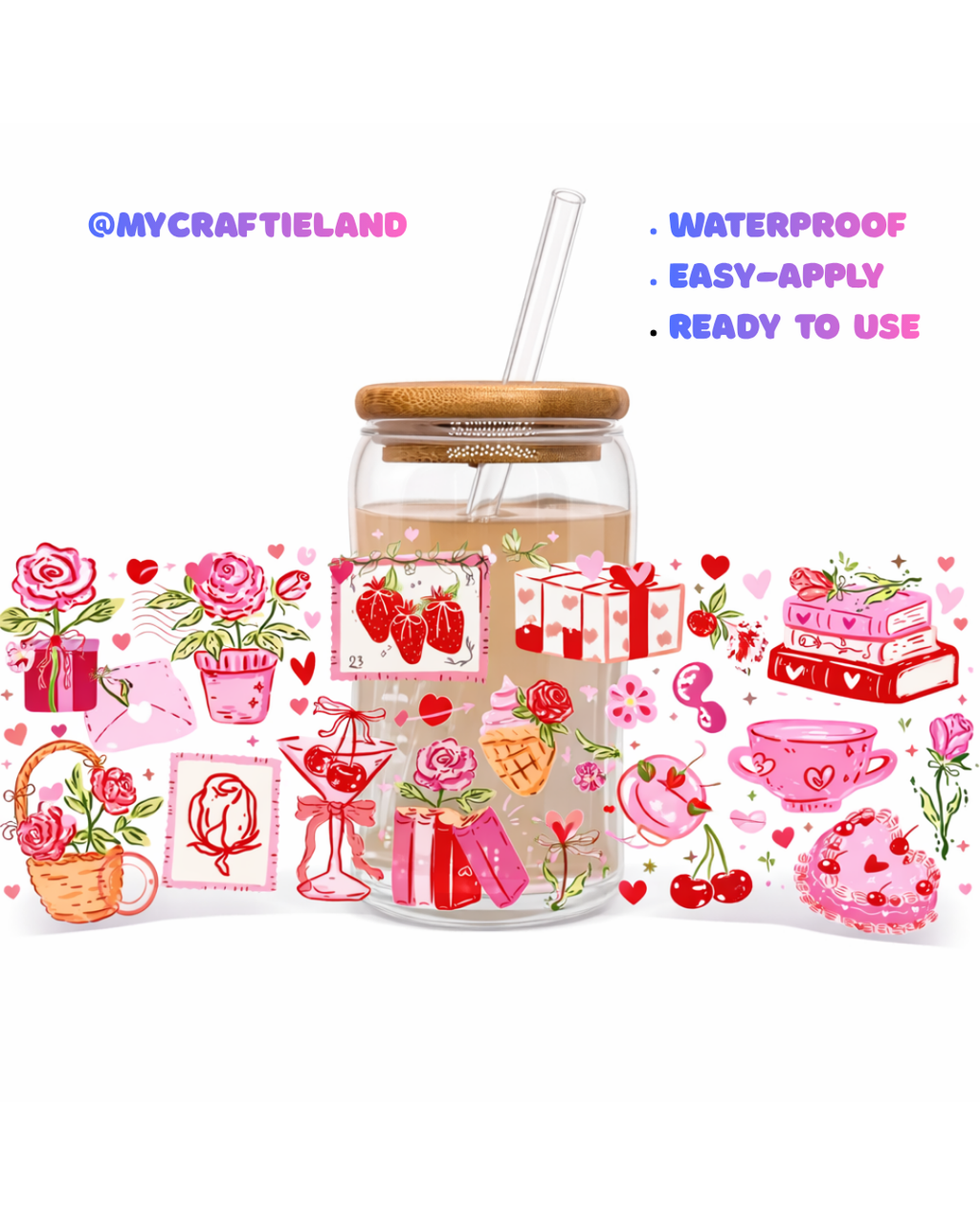 16oz Cup UV DTF Waterproof Wrap | Pink Book Party