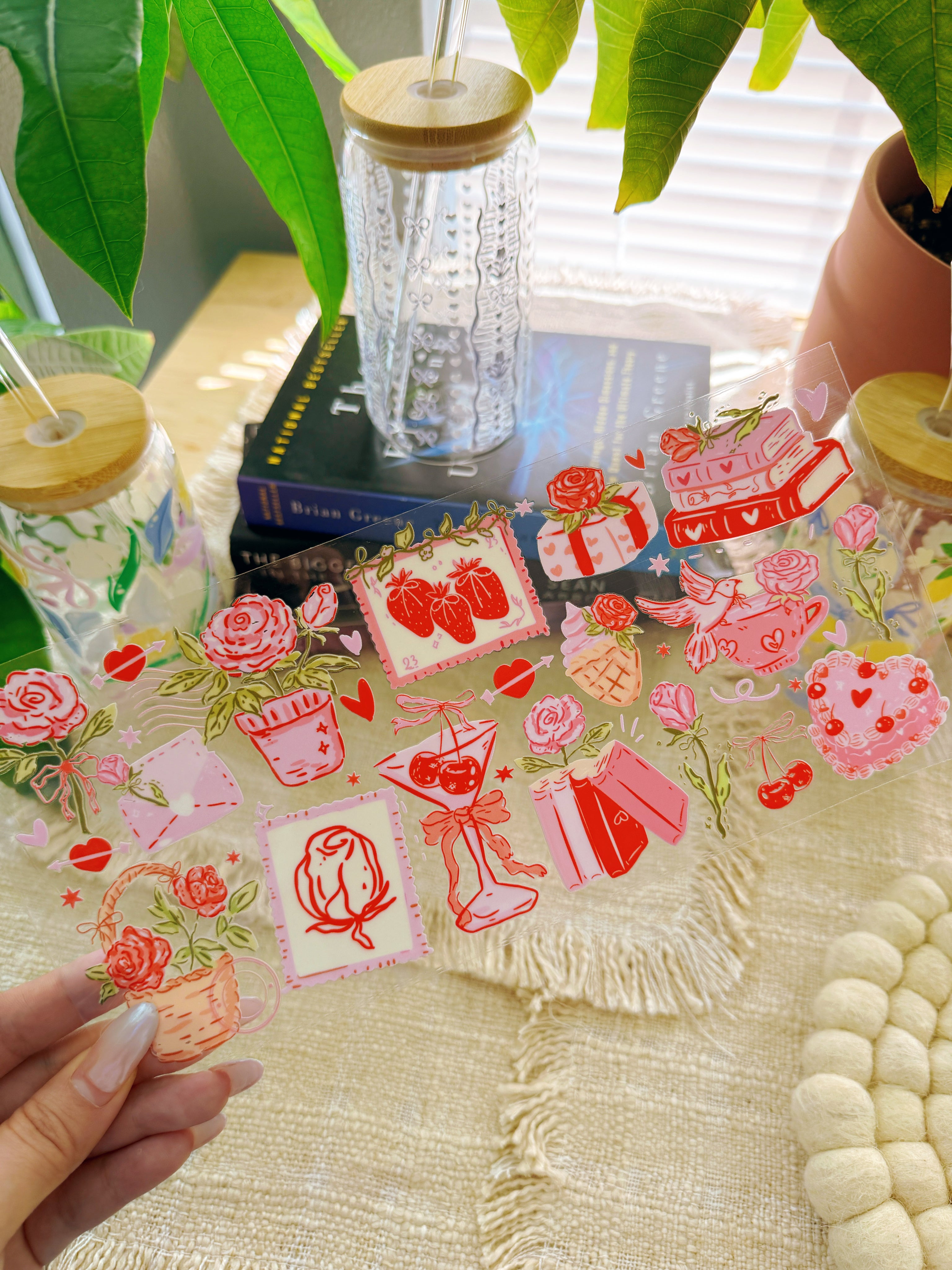 16oz Cup UV DTF Waterproof Wrap | Pink Book Party