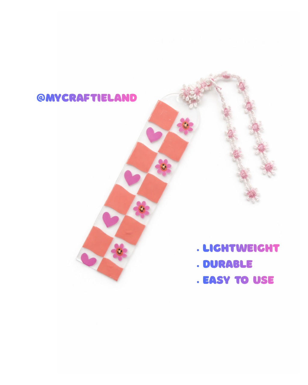 Handmade Bookmark | Pink Chessboard