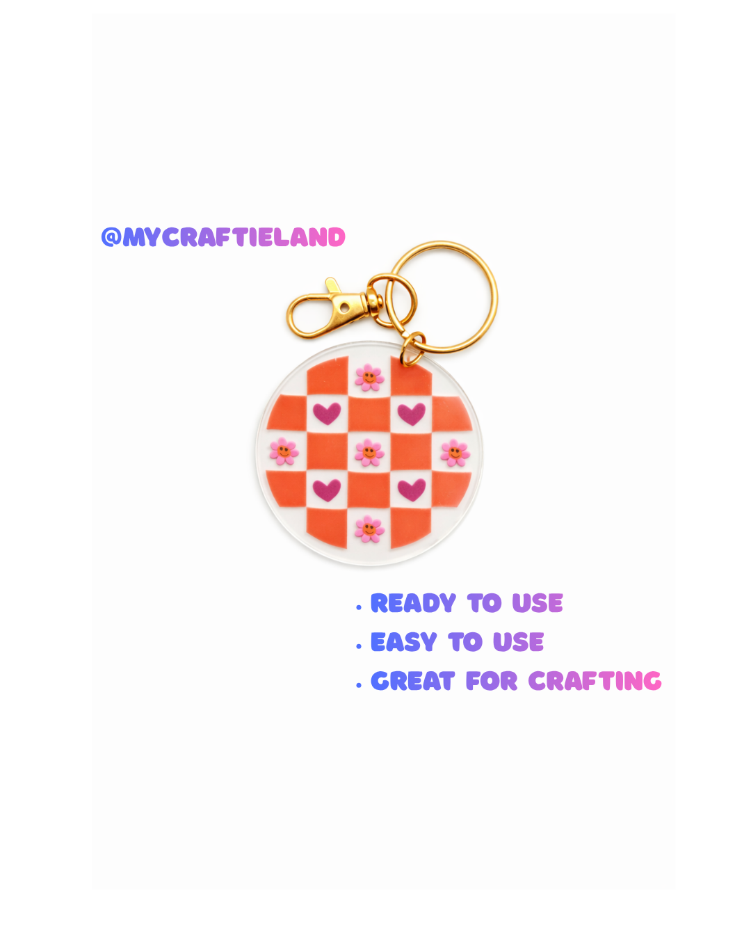 Keychain Circle Decal | Pink Chessboard