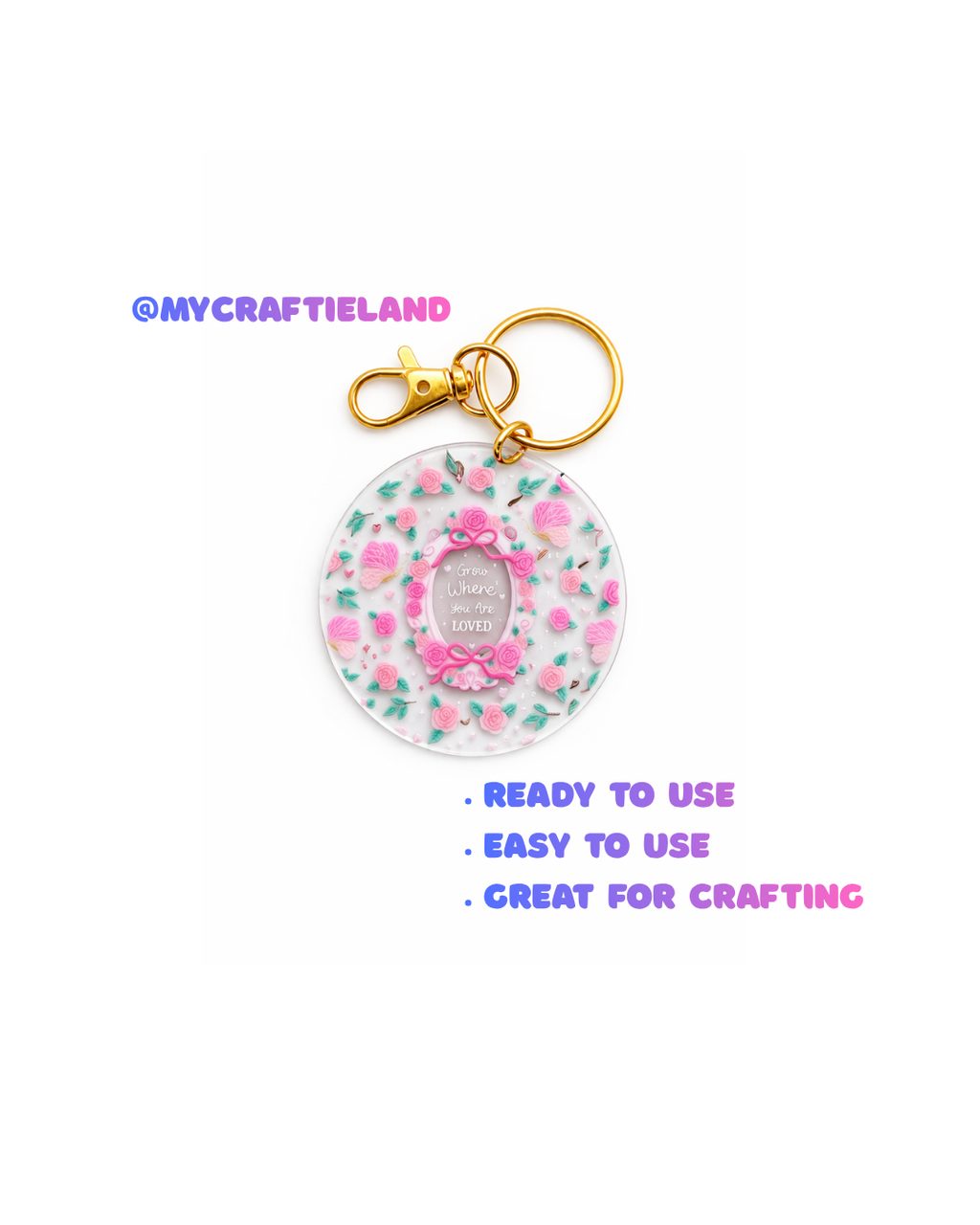 Keychain Circle Decal | Rose Garden 4pc