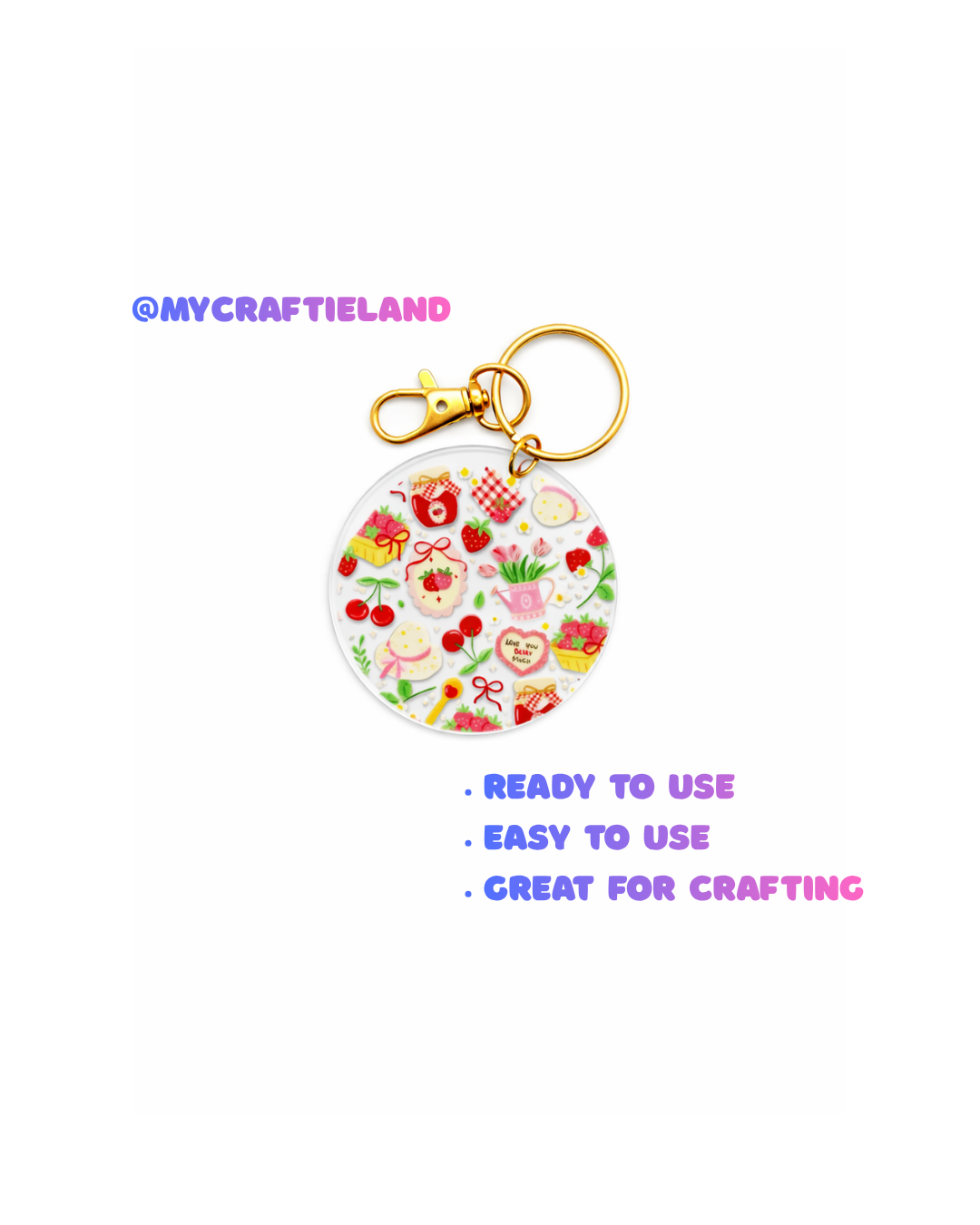 Keychain Circle Decal | Strawberry Garden 4pc