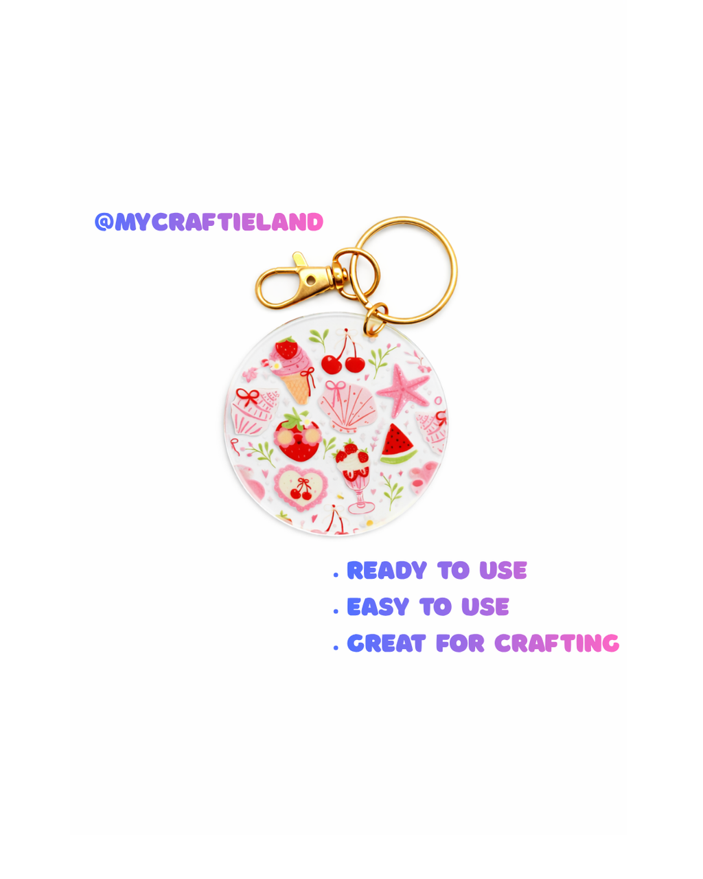 Keychain Circle Decal | Strawberry Summer 4pc