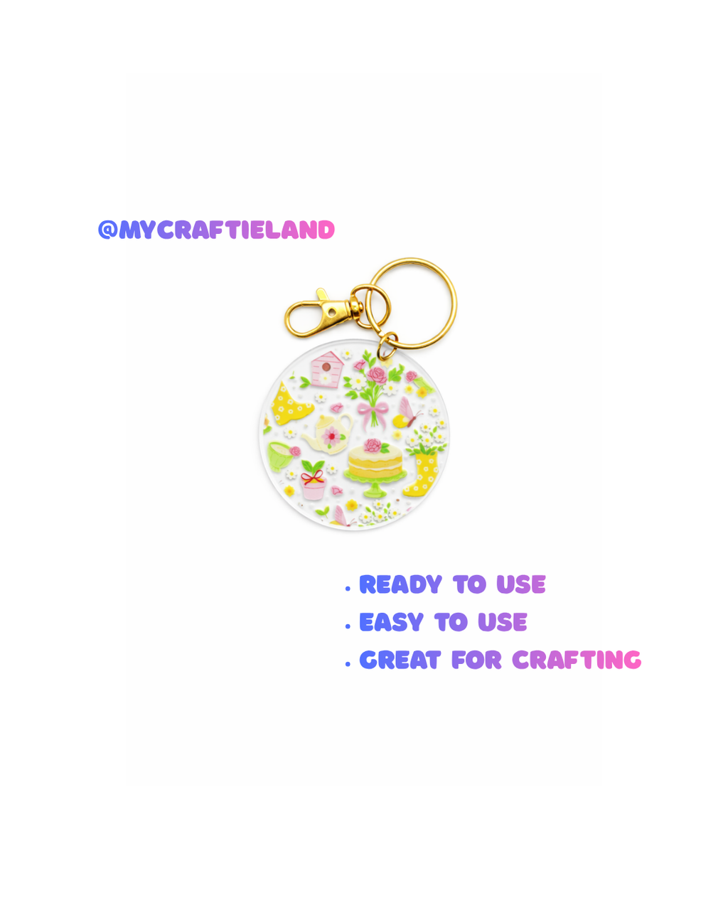 Keychain Circle Decal | Tea Party 4pc