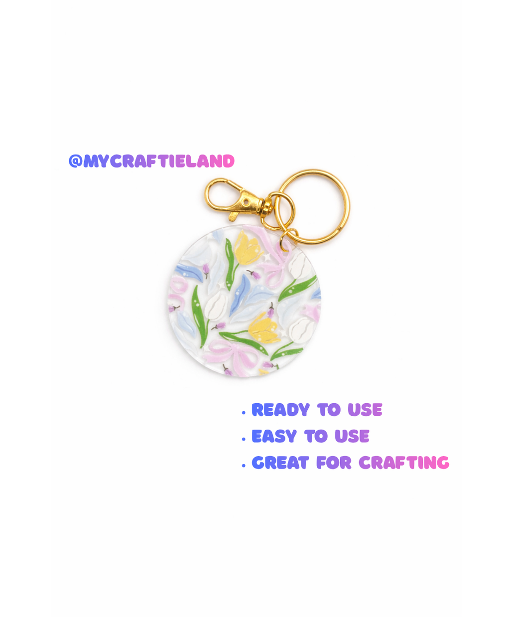 Keychain Circle Decal | Tulip Garden 4pc