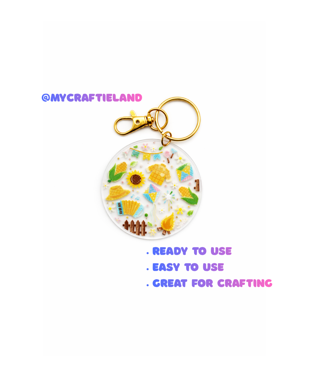 Keychain Circle Decal | Village 4pc