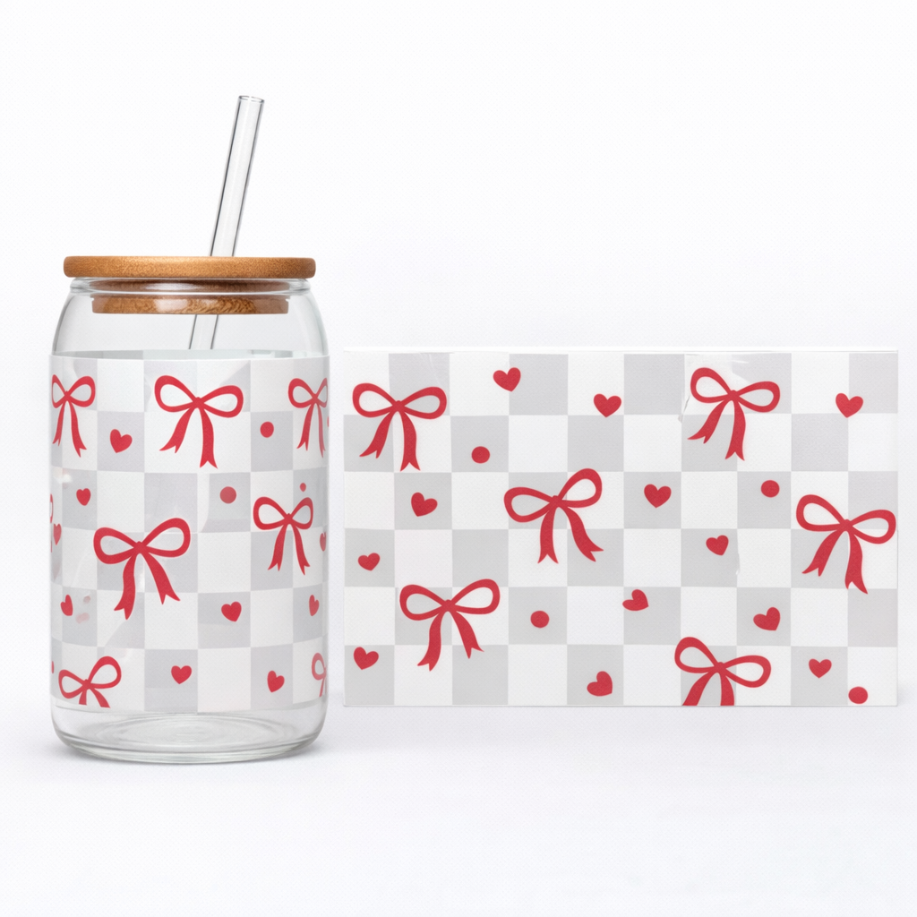 16oz Cup UV DTF Waterproof Wrap | White Chessboard