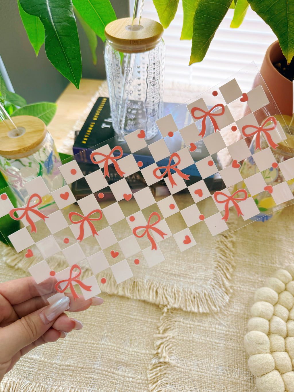 16oz Cup UV DTF Waterproof Wrap | White Chessboard